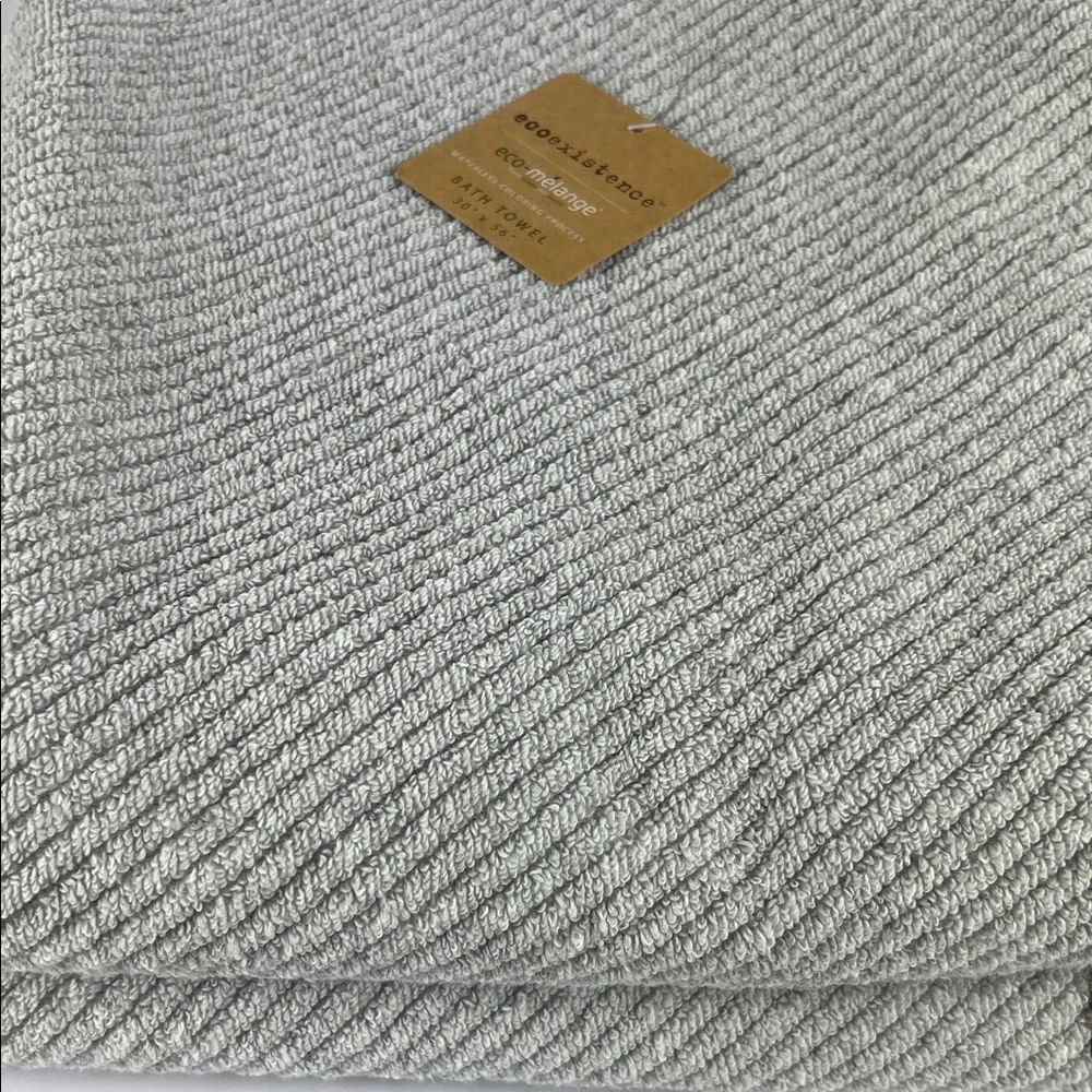 Ecoexistence Bath Towel Set Light Gray Textured Soft Cotton Set of 2 NEW